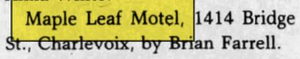 Maple Leaf Motel - May 1989 Article